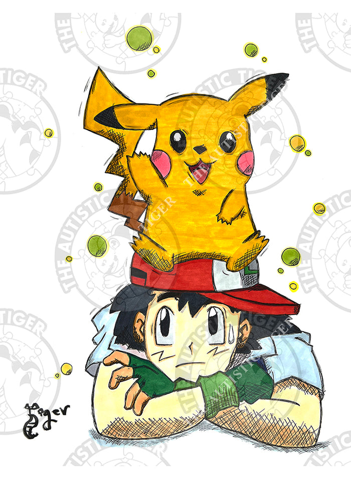 Art Print - PK12 Pikachu and Ash - Pokemon