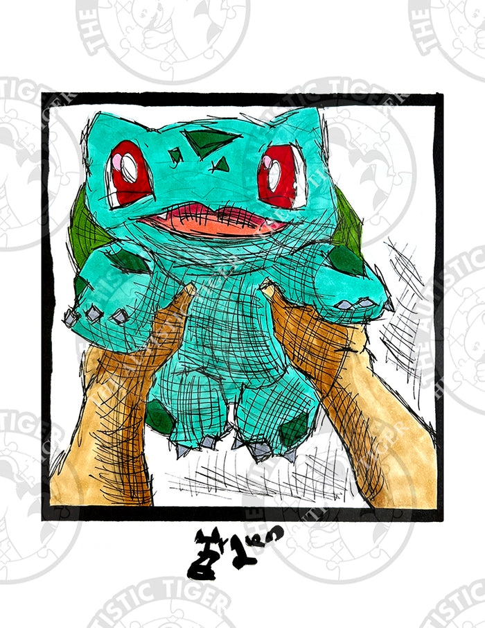 Art Print - PK16 Ash Holds Bulbasaur - Pokemon