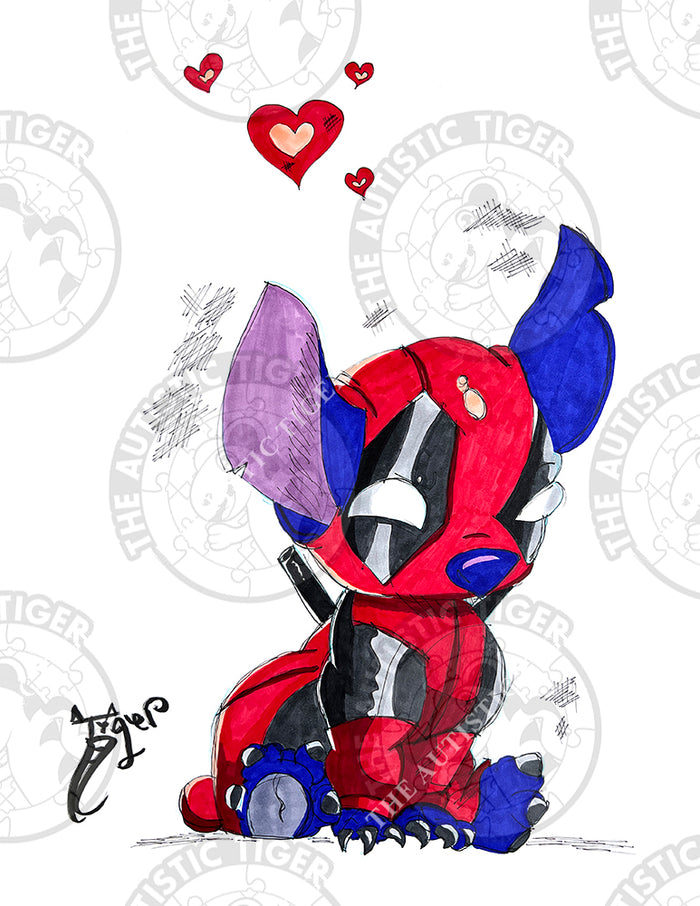 Art Print - S16 Deadpool Stitch - Lilo and Stitch