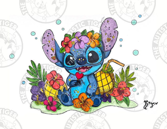 Art Print - S17 Stitch in Paradise - Lilo and Stitch