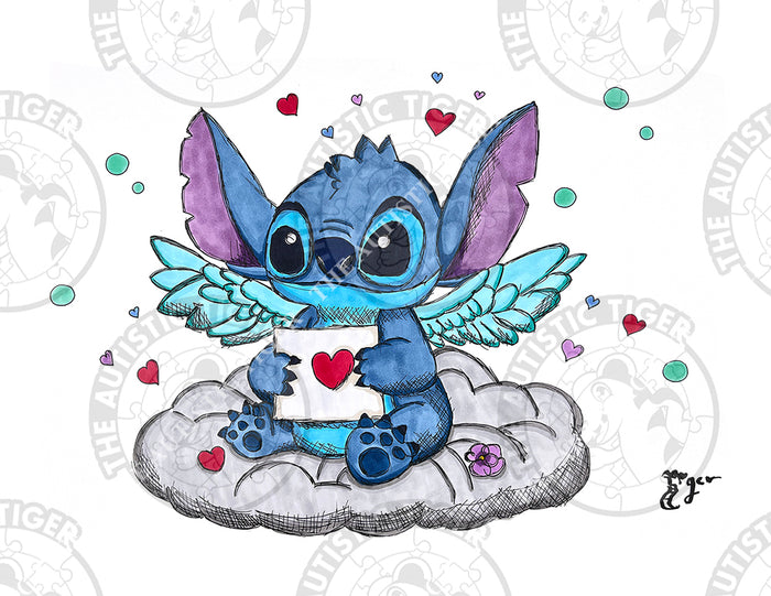 Art Print - S18 Stitch in Heaven - Lilo and Stitch