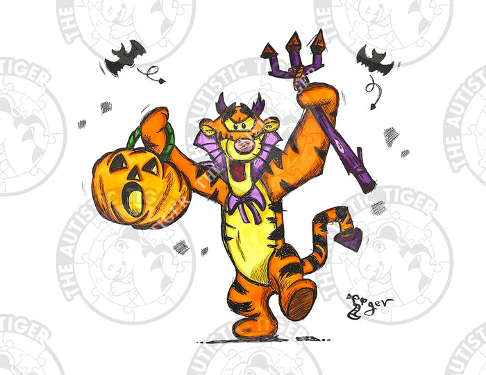 Art Print - W02 Tigger or Treat - Winnie the Pooh DIsney