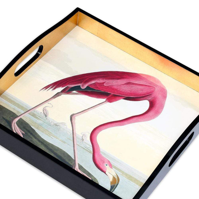 Audubon Birds Flamingo Lacquer Square Tray