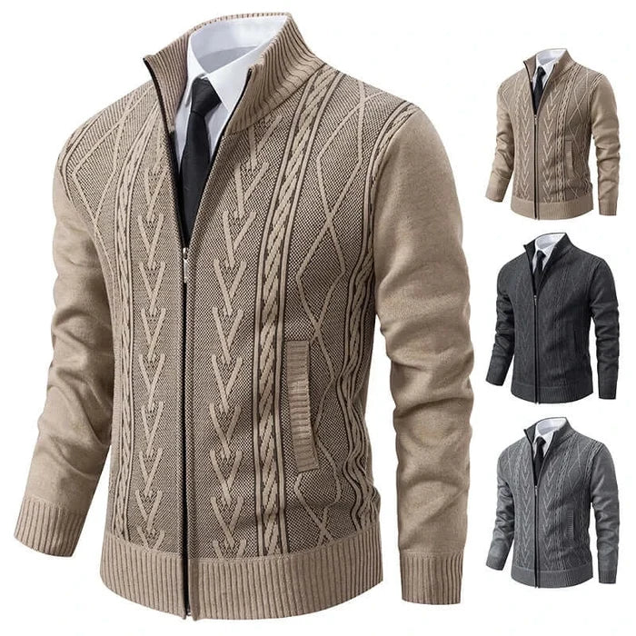 Autumn Winter Cashmere Padded Knit Sweater Coat for Men front view