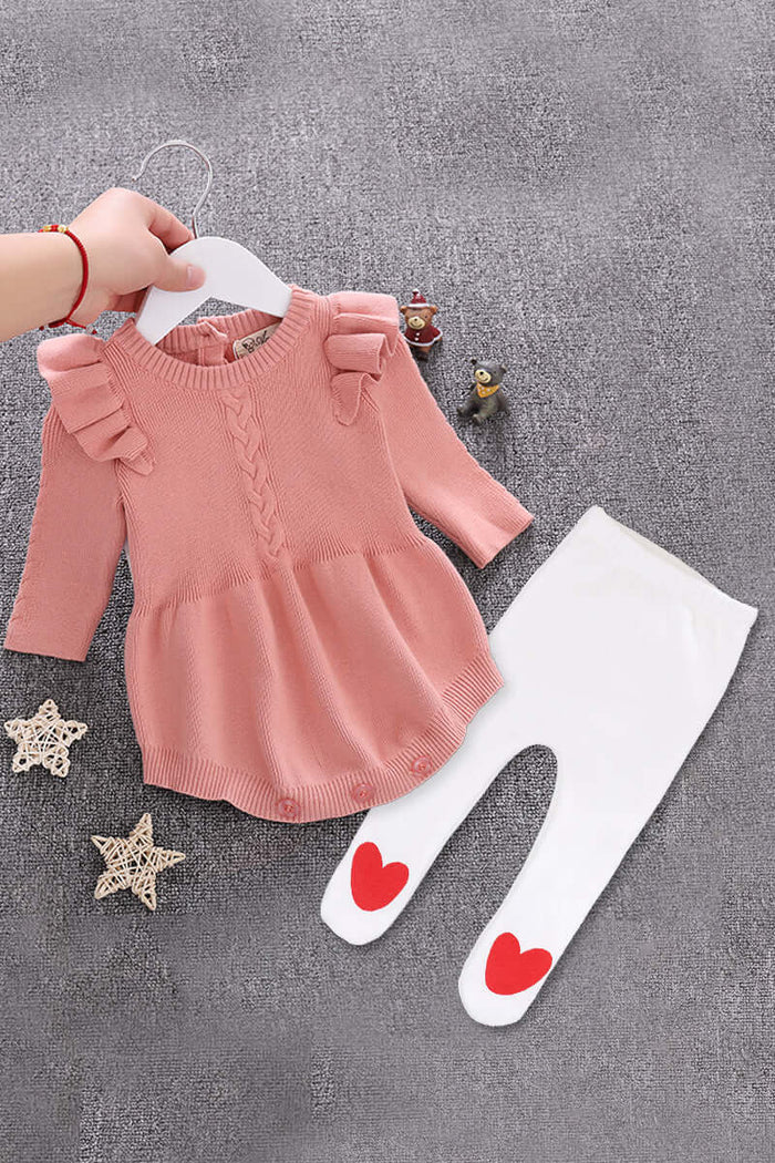 Baby Cotton Romper pink skirt bodysuit.