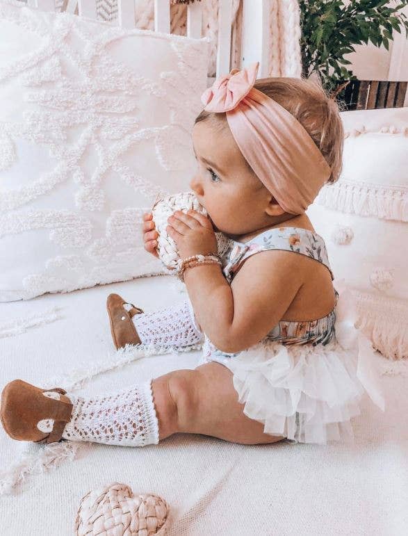 Baby Girl Vintage Green Floral Ruffle Bum Romper