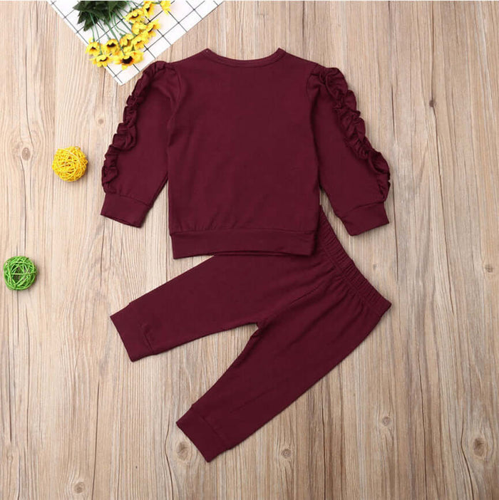 Baby Ruffles Jumper Solid Outfit long sleeve sweatshirt.