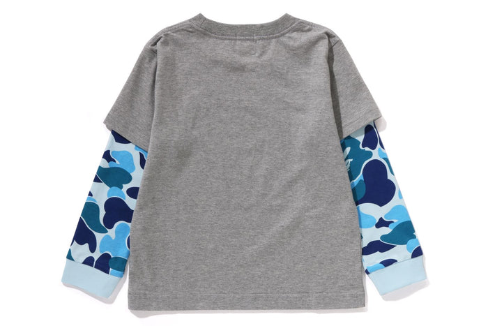 BAPE KIDS ABC CAMO COLLEGE LAYERED SLEEVES L/S T-SHIRT