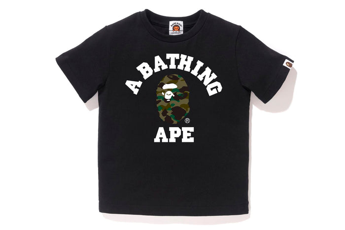 BAPE KIDS COTTON APE HEAD PRINT CAMO COLLEGE T-SHIRT