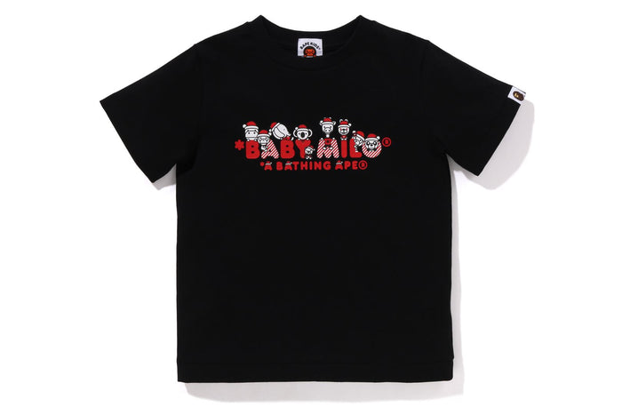 BAPE KIDS COTTON PRINTED CHRISTMAS BABY MILO T-SHIRT