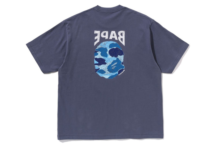 BAPE MENS ABC CAMO HAND DRAW APE HEAD T-SHIRT