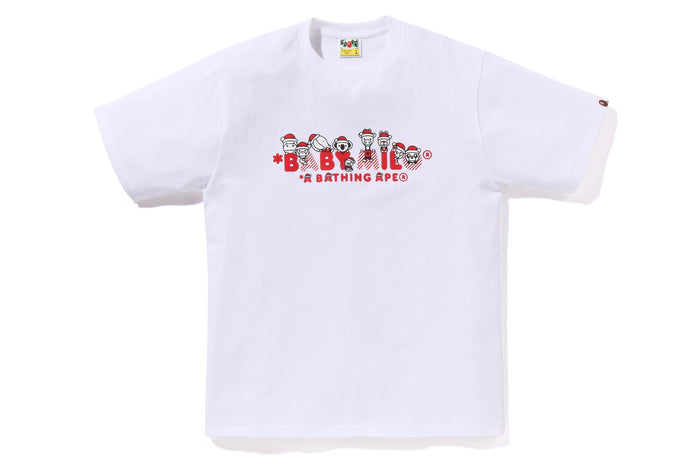 BAPE MENS BLACK & RED COTTON PRINTED CHRISTMAS BABY MILO T-SHIRT