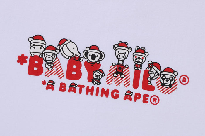 BAPE MENS BLACK & RED COTTON PRINTED CHRISTMAS BABY MILO T-SHIRT
