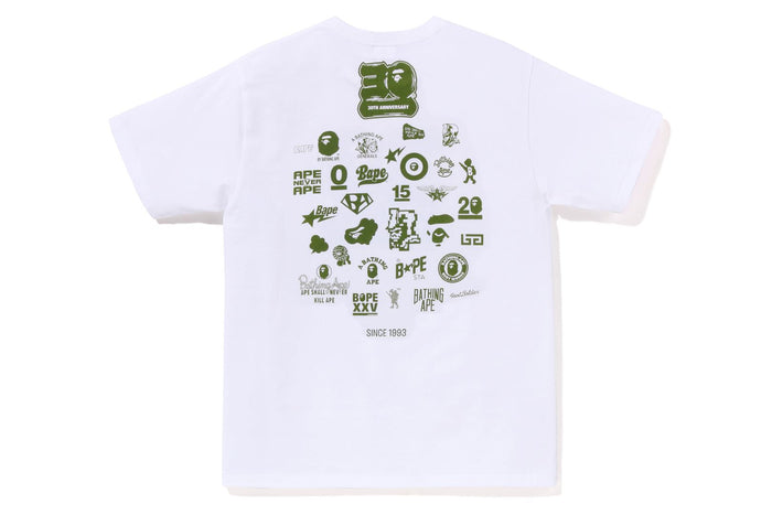 BAPE MENS COTTON APE HEAD PRINT 30TH ANNIV. T-SHIRT