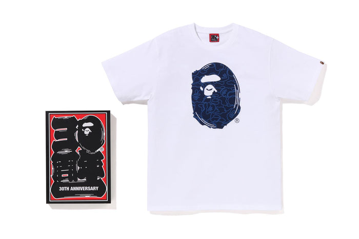 BAPE MENS COTTON APE HEAD PRINT 30TH ANNIVERSARY T-SHIRT