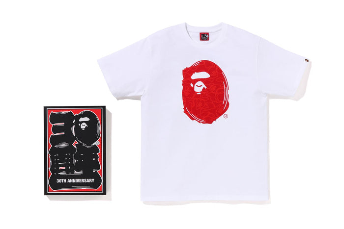 BAPE MENS COTTON APE HEAD PRINT 30TH ANNIVERSARY T-SHIRT