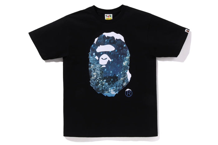 BAPE MENS COTTON APE HEAD PRINT CHRISTMAS PHOTO T-SHIRT