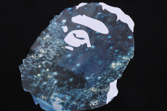 BAPE MENS COTTON APE HEAD PRINT CHRISTMAS PHOTO T-SHIRT