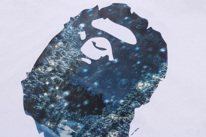 BAPE MENS COTTON APE HEAD PRINT CHRISTMAS PHOTO T-SHIRT