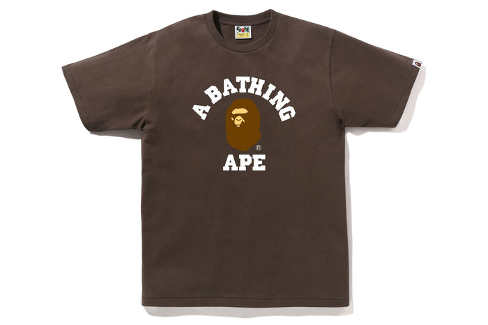 BAPE MENS COTTON APE HEAD PRINT COLLEGE T-SHIRT