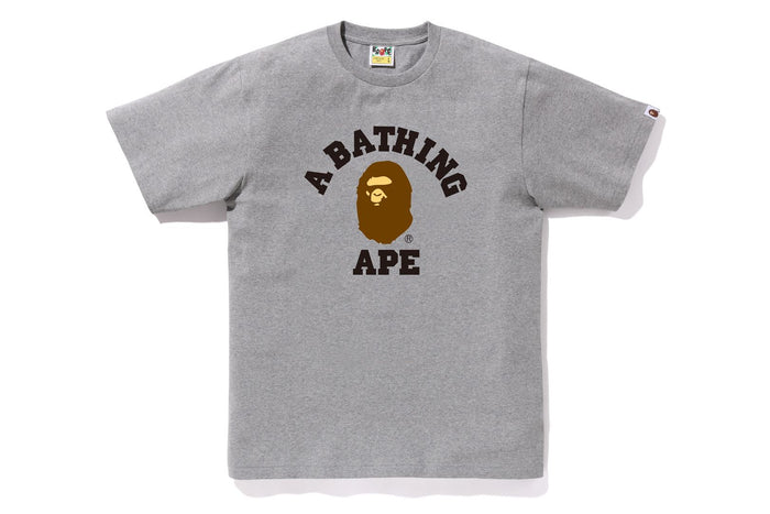 BAPE MENS COTTON APE HEAD PRINT COLLEGE T-SHIRT