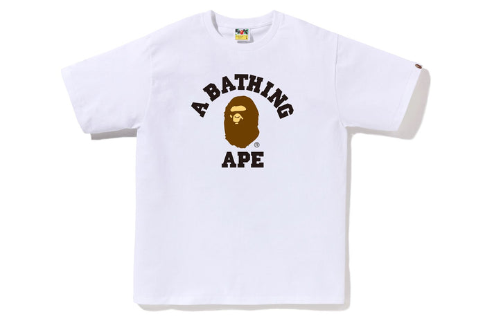 BAPE MENS COTTON APE HEAD PRINT COLLEGE T-SHIRT