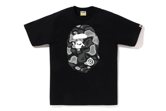 BAPE MENS COTTON BIG APE HEAD PRINT LIQUID CAMO T-SHIRT