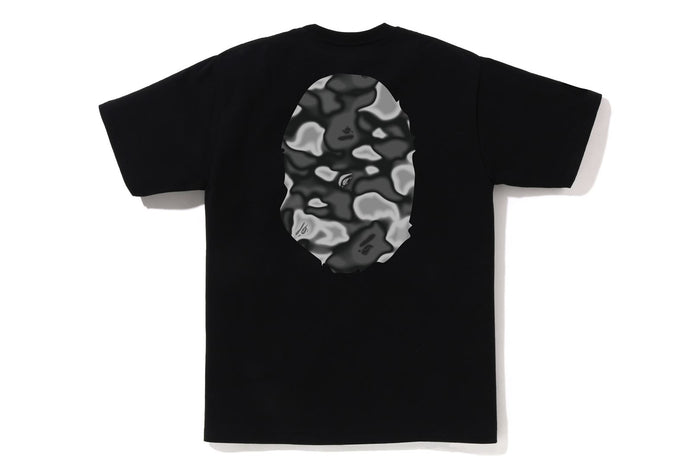 BAPE MENS COTTON BIG APE HEAD PRINT LIQUID CAMO T-SHIRT