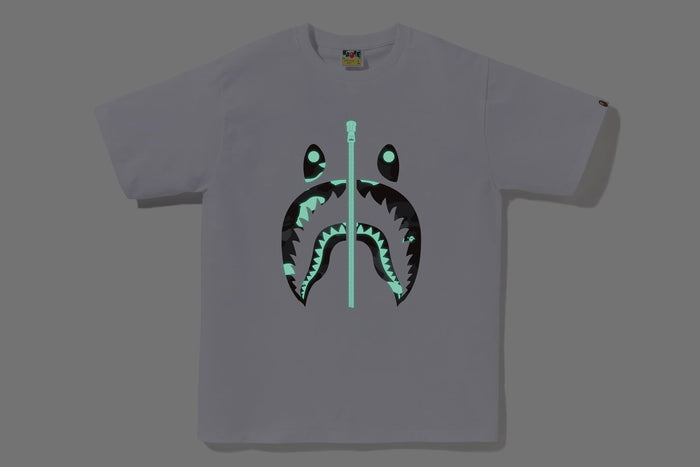 BAPE MENS COTTON CITY CAMO GLOWING SHARK T-SHIRT