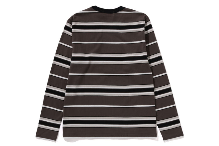 BAPE WOMENS COTTON STRIPED ONE POINT LONG SLEEVE TEE