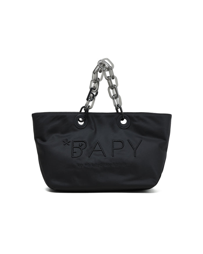BAPY CHUNKY CHAIN NYLON TOTE BAG