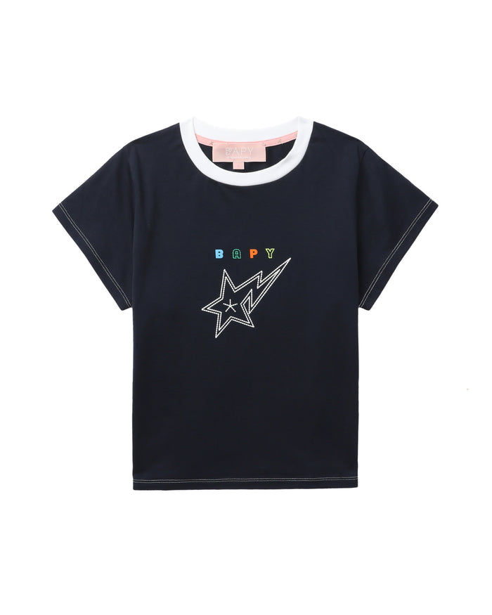 BAPY WOMENS COTTON CONTRAST STITCH STA T-SHIRT