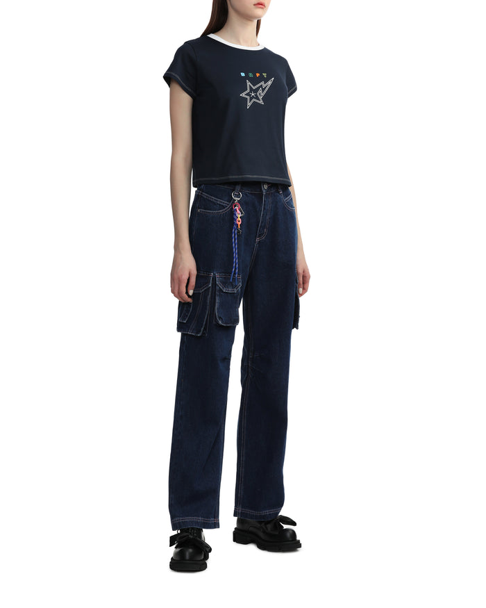 BAPY WOMENS COTTON CONTRAST STITCH STA T-SHIRT