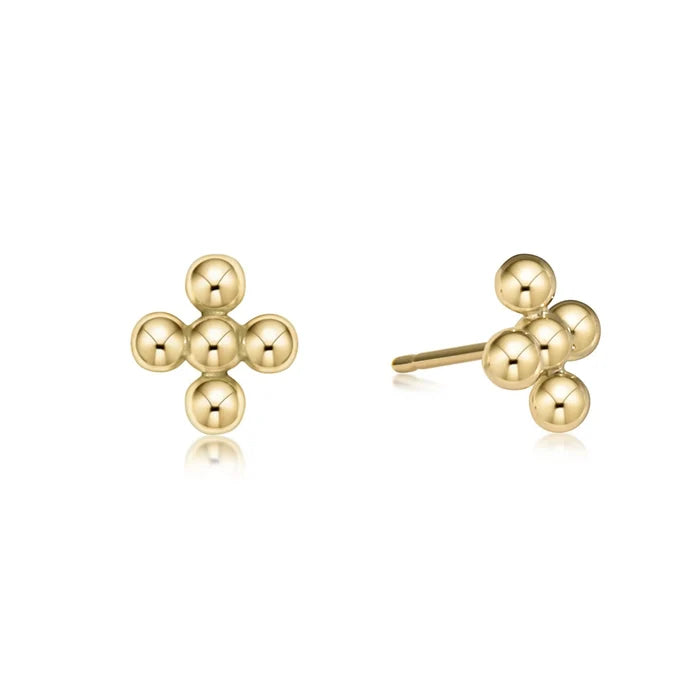 Beaded Signature Cross Stud - Gold - Molly + Kate