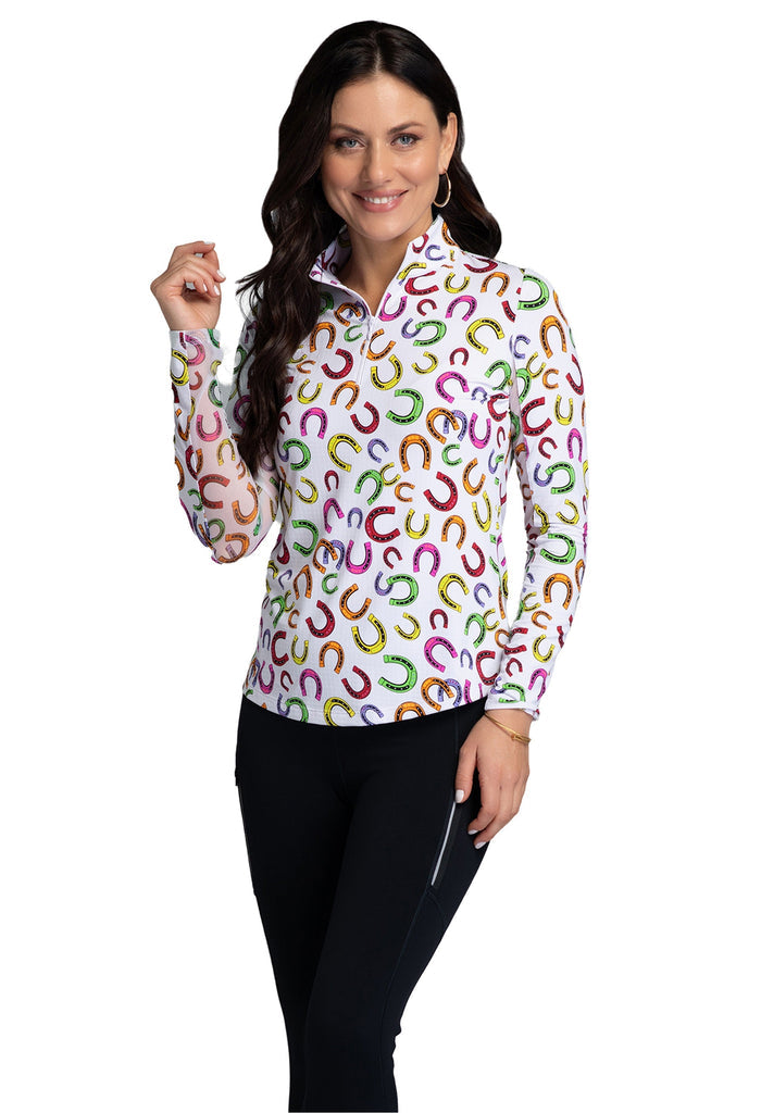 Bella Print Long Sleeve Mock Neck Top