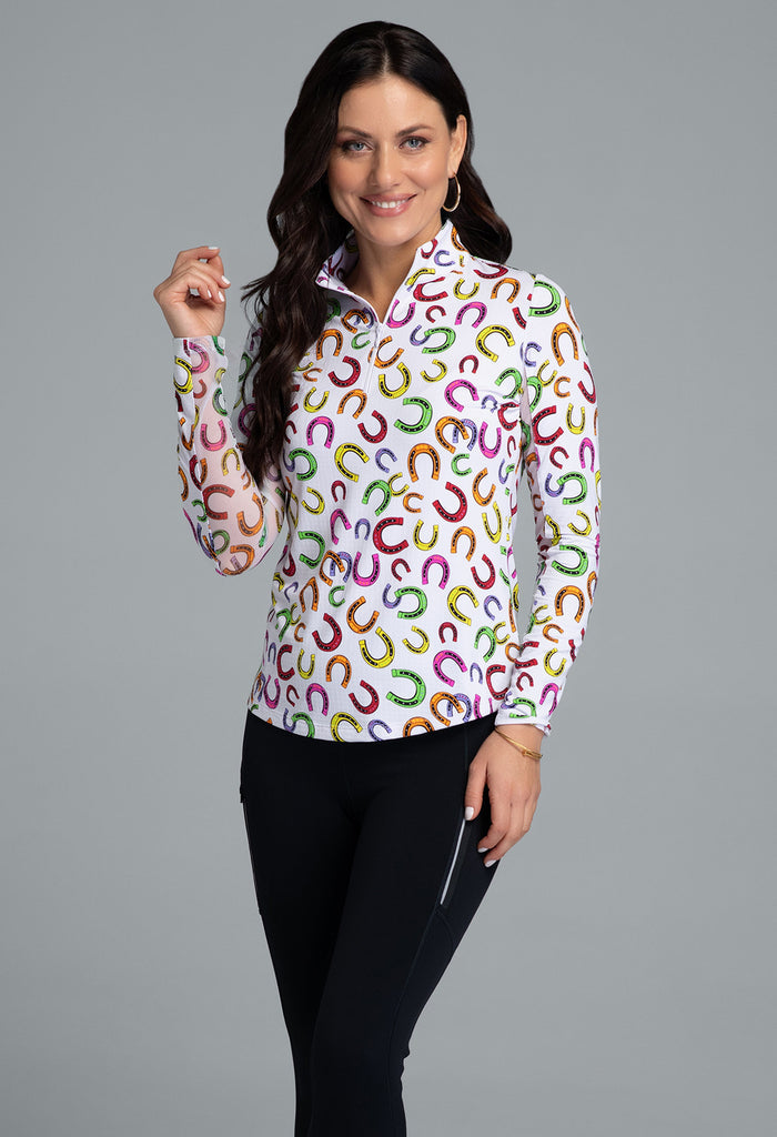 Bella Print Long Sleeve Mock Neck Top