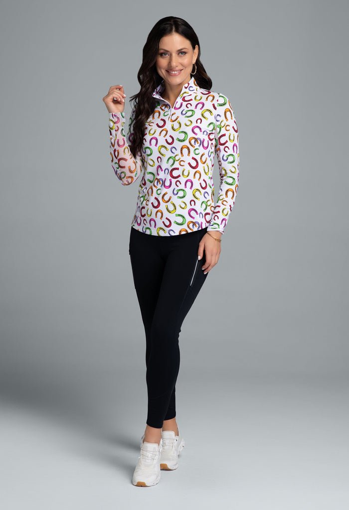 Bella Print Long Sleeve Mock Neck Top