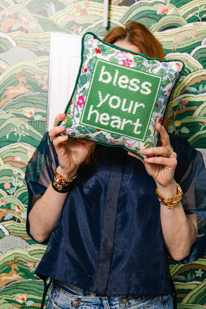 Bless Your Heart Needlepoint Pillow