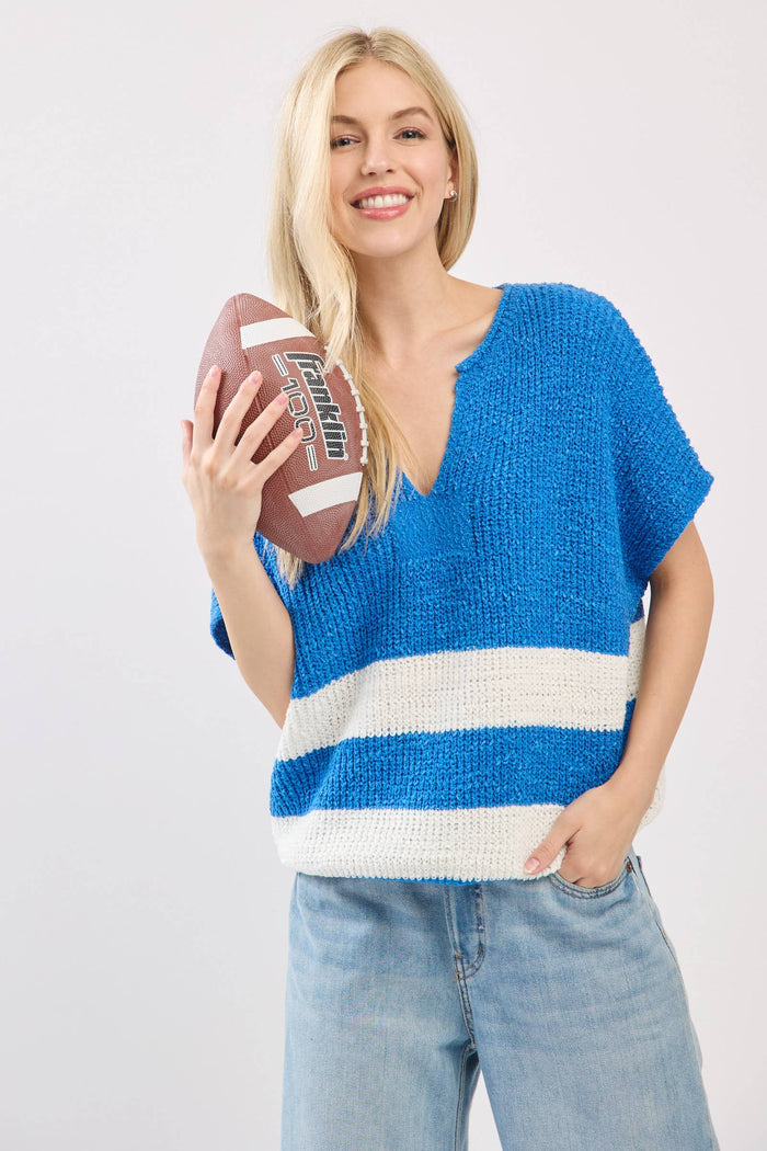 Blue Striped Sleeveless Sweater Sweater Sewn and Seen- Tilden Co.