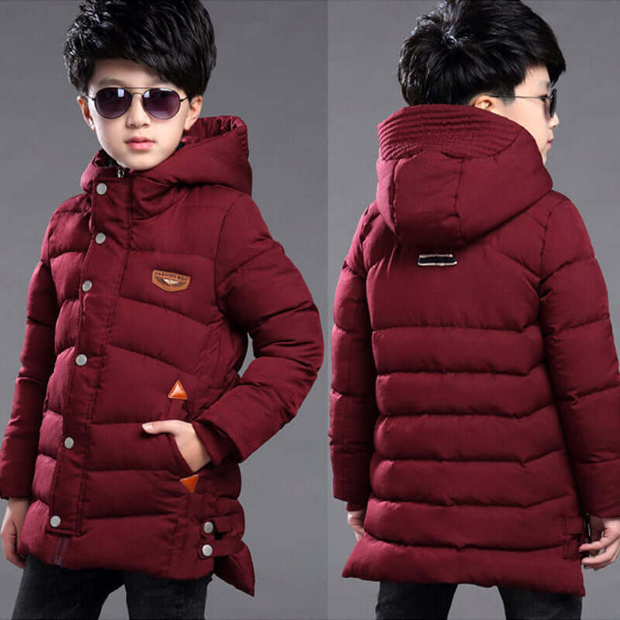 Boys Hooded Padded Jacket polyester outer shell.