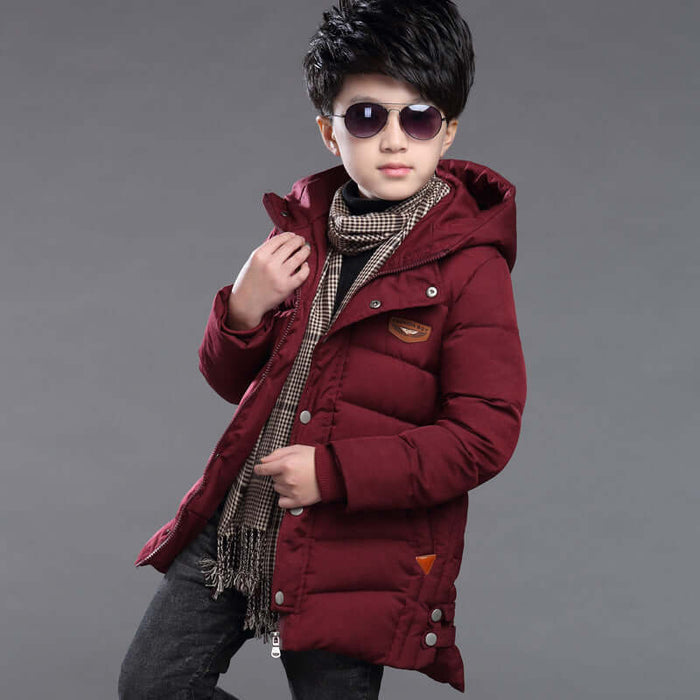 Boys Hooded Padded Jacket thick insulation layer.