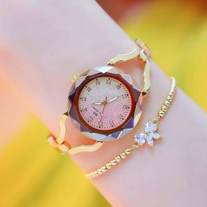 BS Bee Sister FA1565 Ladies Chain Watch front look showcasing aurora star diamond simulated dial brilliance