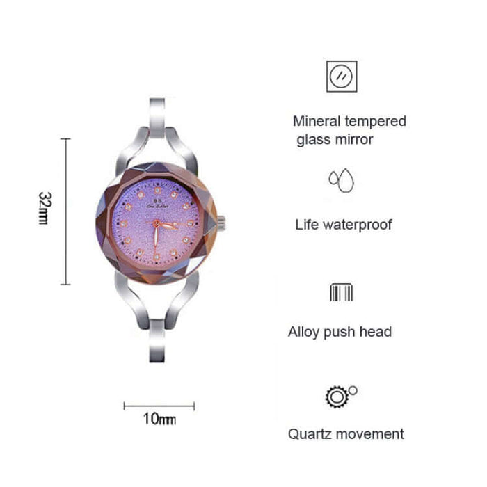 BS Bee Sister FA1565 Ladies Chain Watch crystal clear mineral tempered glass mirror surface reflection test