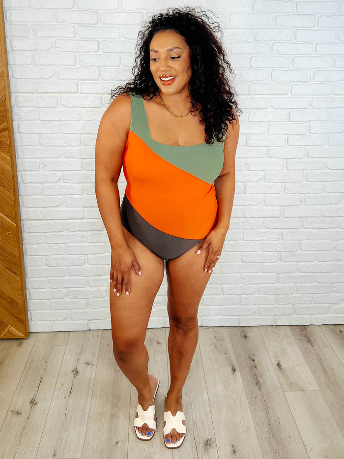 Cape Town Asymmetrical Stripe Swimsuit One Piece Swimsuit Ave Shops- Tilden Co.