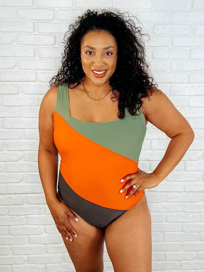 Cape Town Asymmetrical Stripe Swimsuit One Piece Swimsuit Ave Shops- Tilden Co.