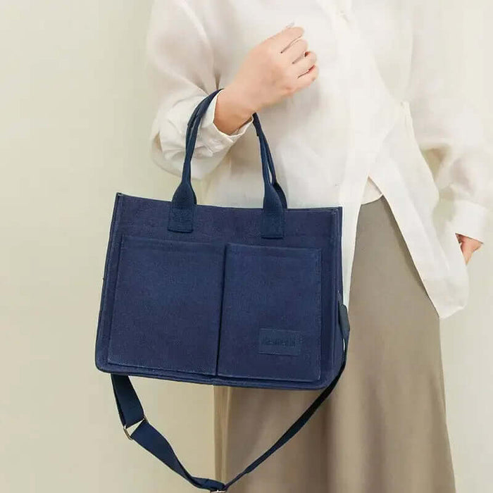 Casual Daily Canvas Tote Shoulder Mommy Bag Large Capacity creamy white canvas.