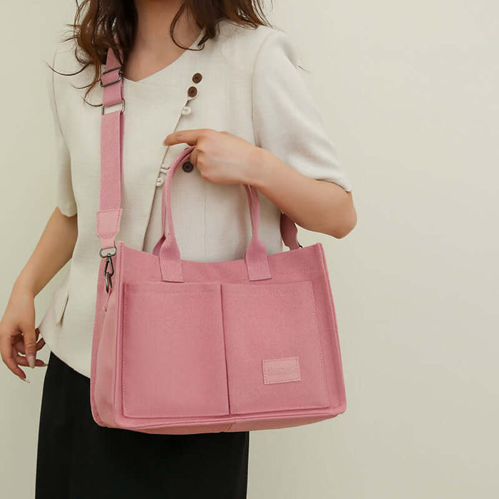 Casual Daily Canvas Tote Shoulder Mommy Bag Large Capacity thickened dual handles.