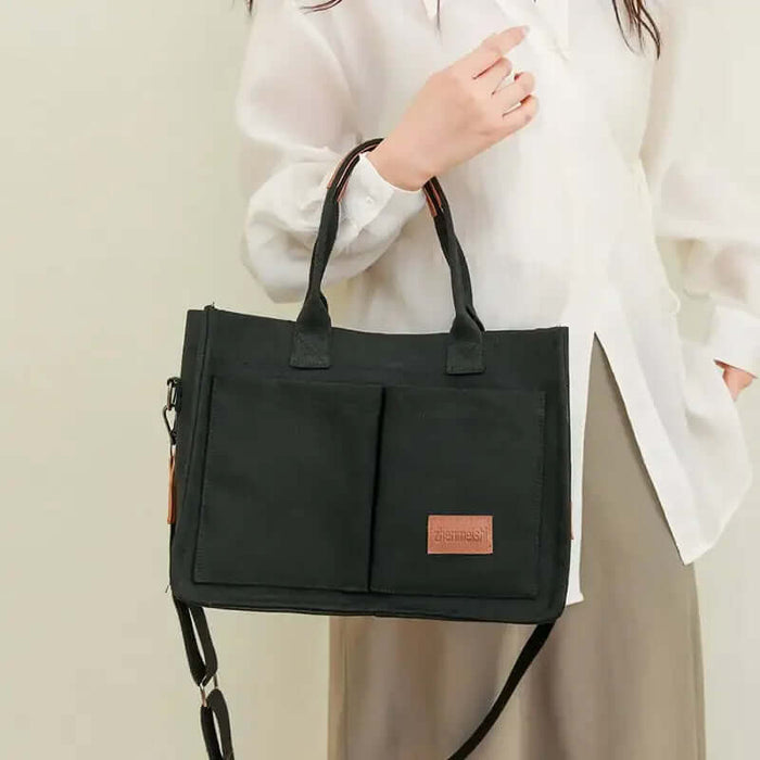 Casual Daily Canvas Tote Shoulder Mommy Bag Large Capacity adjustable shoulder strap.