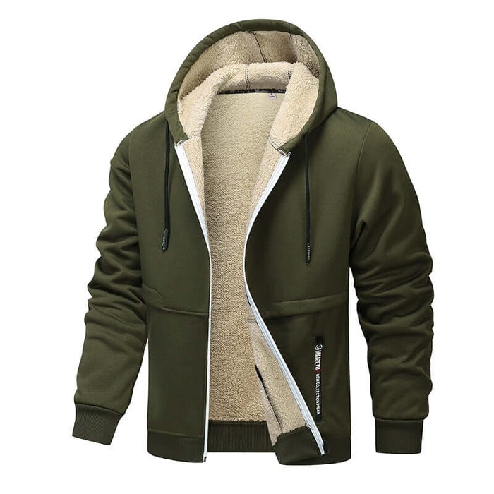 Casual Hoodies For Men Heavyweight Fleece Sweatshirt Zipper Jacket Navy Blue front.