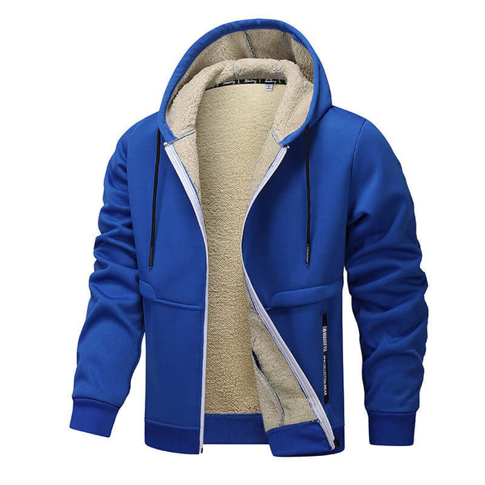 Casual Hoodies For Men Heavyweight Fleece Sweatshirt Zipper Jacket thick fleece material.